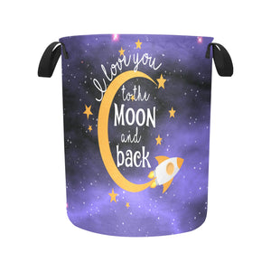 I Love You To The Moon & Back Personalized Laundry Hamper-Purple/Black