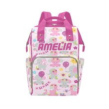 Load image into Gallery viewer, Pink Elephant Personalized Multi-Funtion Diaper Bag