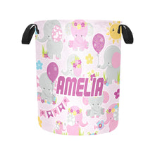Load image into Gallery viewer, Pink Elephant Personalized Laundry Hamper