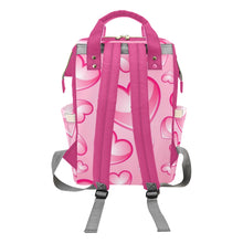 Load image into Gallery viewer, Pretty Pink Princess Hearts Personalized Multi-Function Diaper Bag