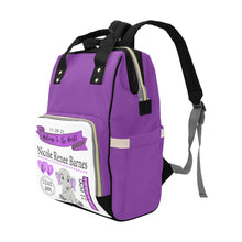 Load image into Gallery viewer, Personalized Purple  Elephant Birth Stat Multi-Function Diaper Bag