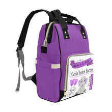 Load image into Gallery viewer, Personalized Purple  Elephant Birth Stat Multi-Function Diaper Bag
