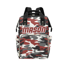 Load image into Gallery viewer, Red Camouflage Personalized  Multi-Function Diaper Bag