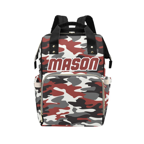 Red Camouflage Personalized  Multi-Function Diaper Bag