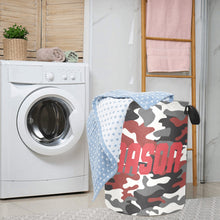 Load image into Gallery viewer, Red Camouflage Personalized Laundry Hamper