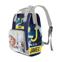 Load image into Gallery viewer, Navy Blue Space Personalized Multi-Function Diaper Bag